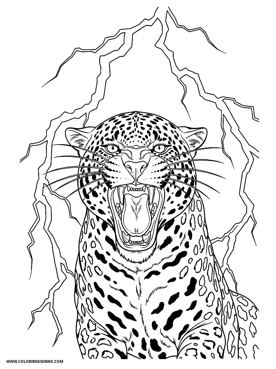 jaguar roaring in front of a jagged rock formation