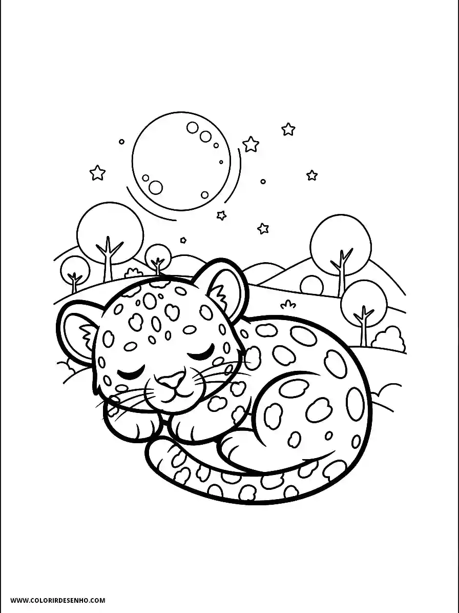 jaguar sleeping on a rock under a moonlit sky