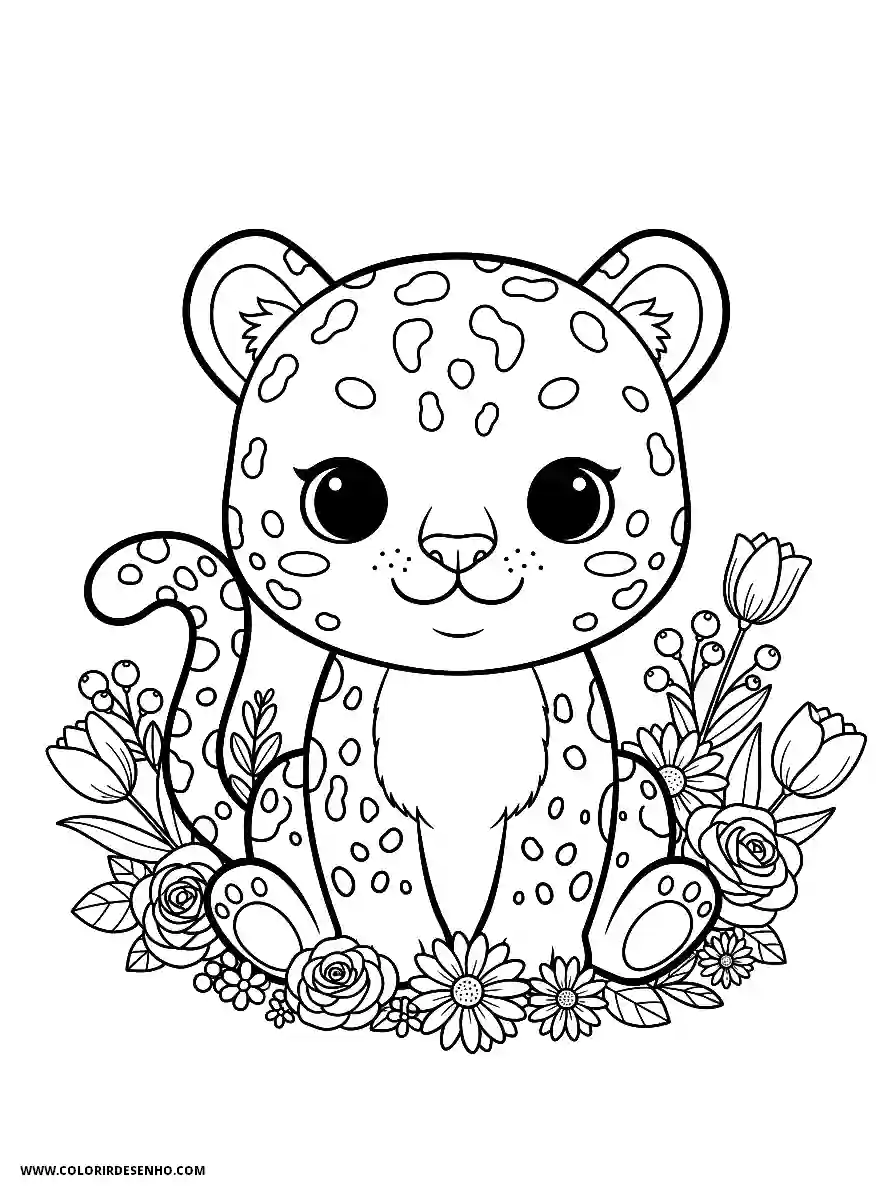 jaguar standing among flowers in a garden setting