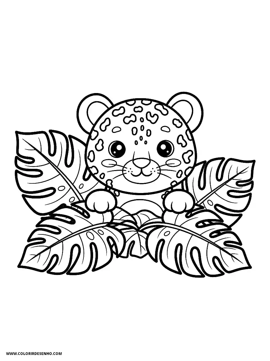 jaguar surrounded by tropical leaves and berries