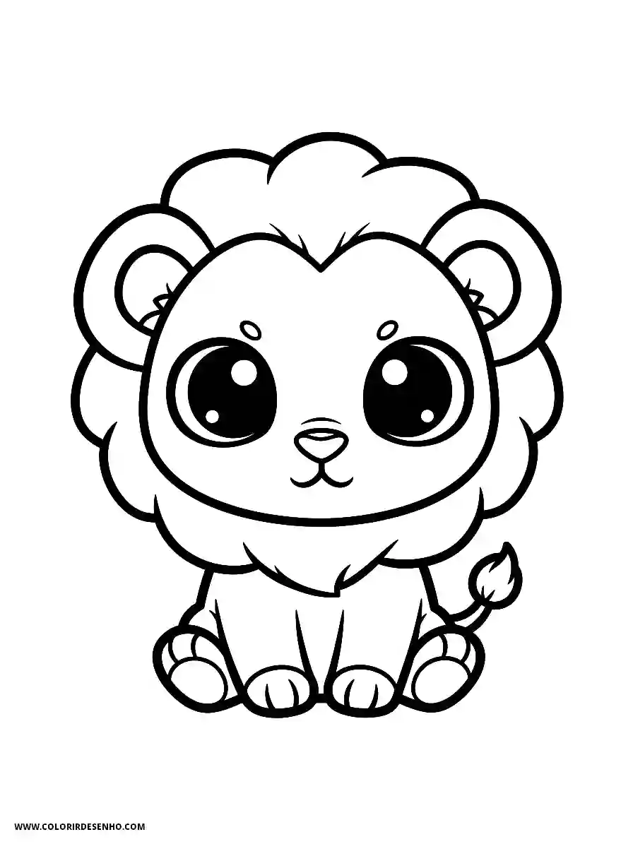 Lion Coloring Pages (259+ Free Printables) 255 Lion s chibi style simple easy tiny lion sitting with big eyes and small body