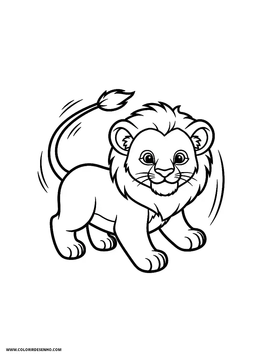 Lion Coloring Pages (259+ Free Printables) 257 Lion s line art easy for kids lion cub chasing its tail in circle