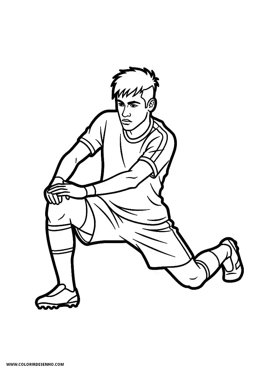 neymar in soccer uniform stretching leg