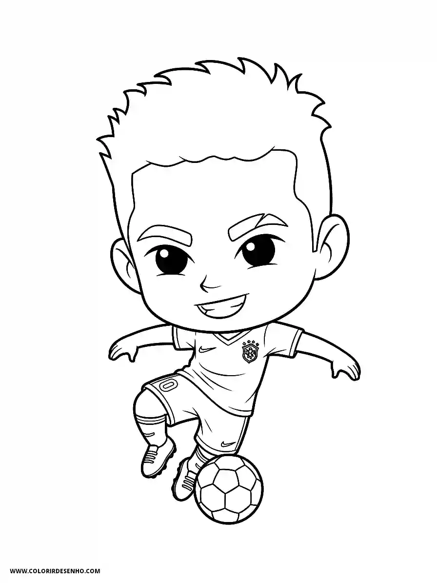 neymar kicking soccer ball in chibi style