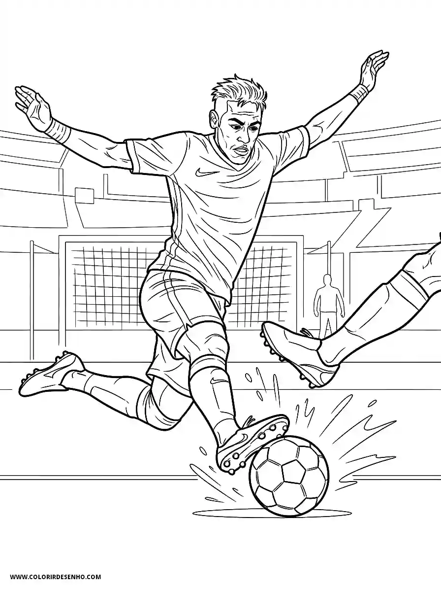neymar kicking soccer ball with intense focus