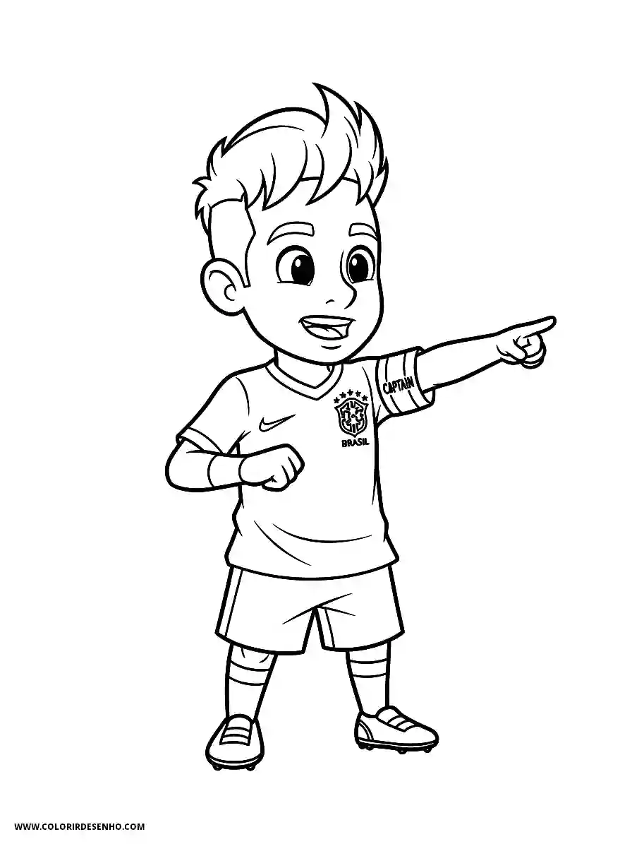 neymar pointing finger in soccer jersey