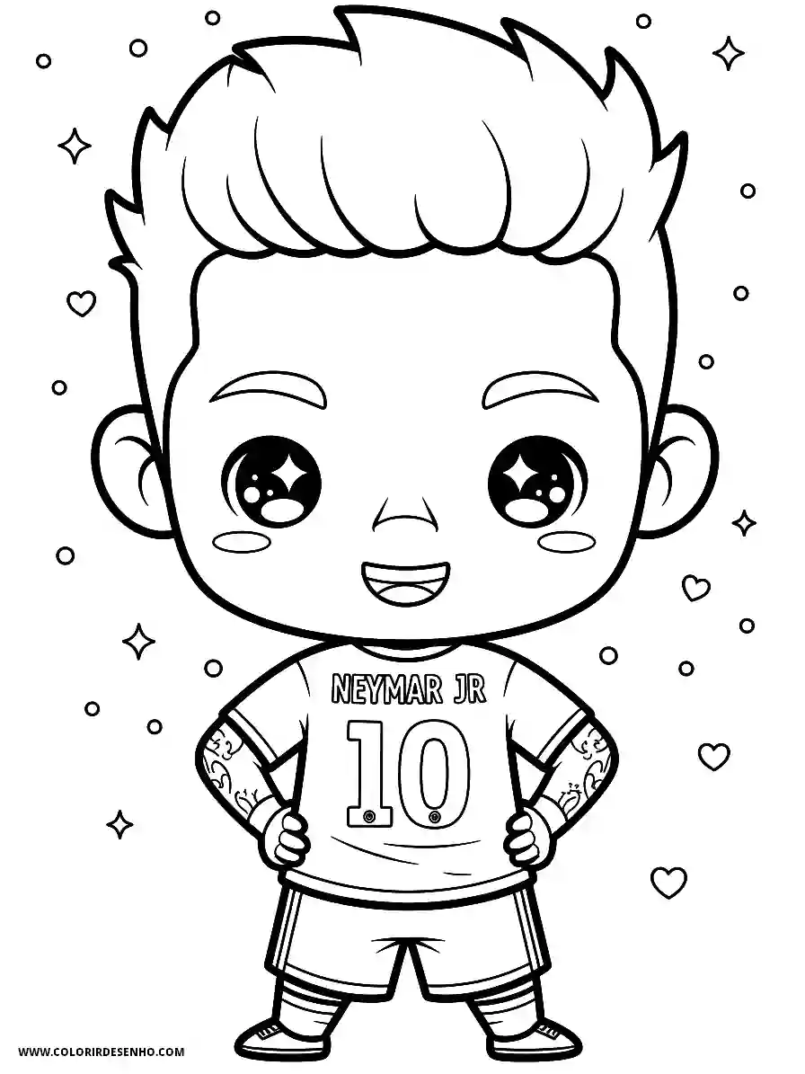 neymar standing confidently in soccer jersey number 10 with short spiky hair and starry